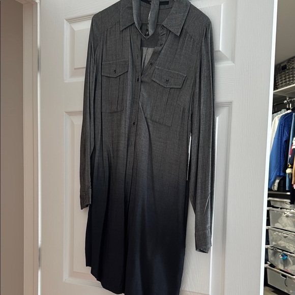 Kensie Charcoal and Black Shirt Dress - Picture 1 of 3